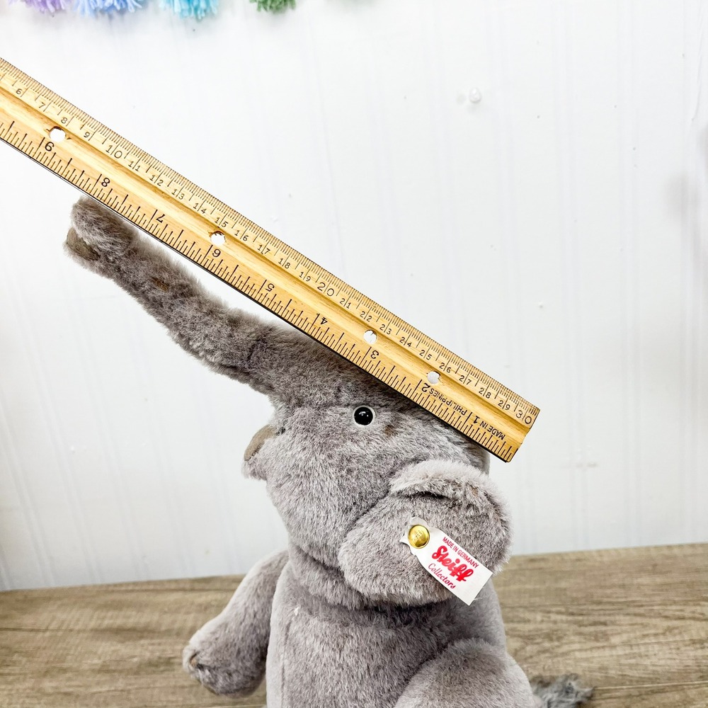 Steiff Elephant Plush Grey Mohair Collectors Button in Ear Made in Germany - Picture 11 of 16